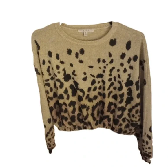 Gaze woman's blouson leopard print long sleeve top, size medium, leopard print - Picture 1 of 7